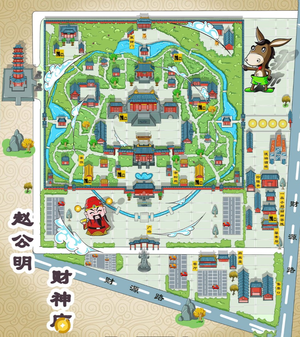 吉首寺庙类手绘地图